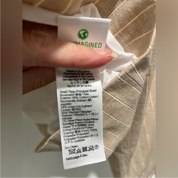 J. Crew Pinstripe linen-blend schoolboy blazer in Light Khaki Lurex Stripe 4 NEW - Picture 5 of 11